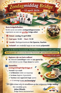 Zondagmiddagbridge (12 april 2026 – Haarlem)